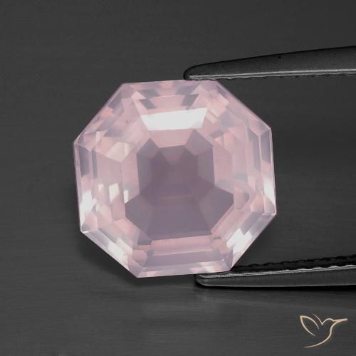 4.84ct Натуральный Светло-розовый Розовый кварц, Изумрудная огранка, Прозрачный
