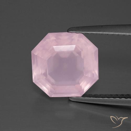 3.89ct Натуральный Светло-розовый Розовый кварц, Изумрудная огранка, Прозрачный