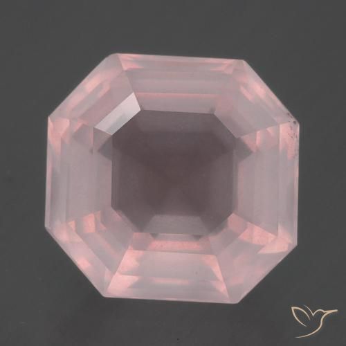 8.64ct Натуральный Светло-розовый Розовый кварц, Изумрудная огранка, Прозрачный