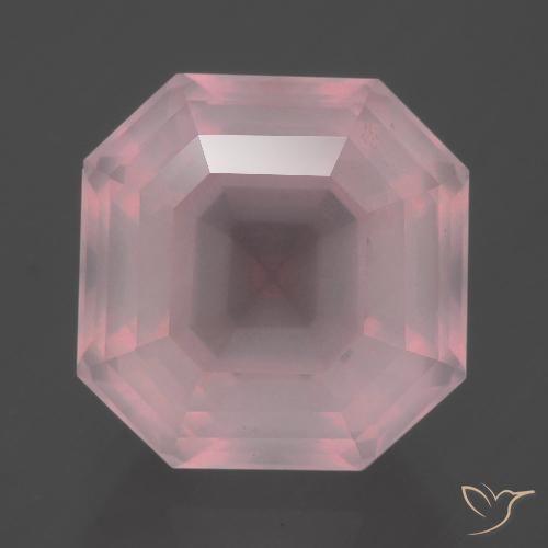 9.06ct Натуральный Средне-розово-розовый Розовый кварц, Изумрудная огранка, Прозрачный