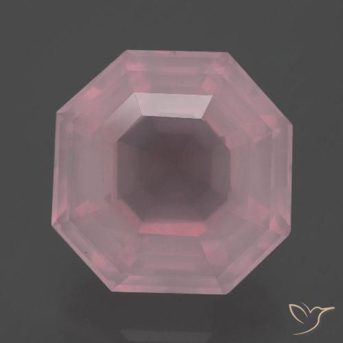 11.18ct Натуральный Средне-розово-розовый Розовый кварц, Изумрудная огранка, Прозрачный