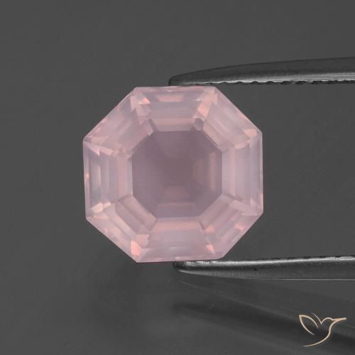 3.55ct Натуральный Средне-розово-розовый Розовый кварц, Изумрудная огранка, Прозрачный