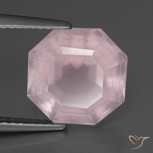 5.01ct Натуральный Светло-розовый разных оттенков Розовый кварц, Изумрудная огранка, Прозрачный