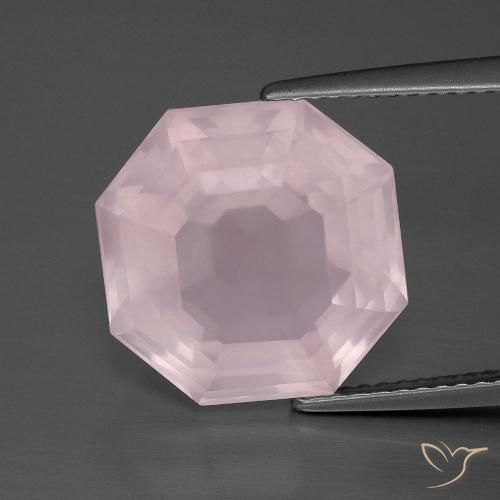 9.74ct Натуральный Светло-розовый Розовый кварц, Изумрудная огранка, Прозрачный