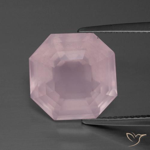 9.93ct Натуральный Средне-розово-розовый Розовый кварц, Изумрудная огранка, Прозрачный