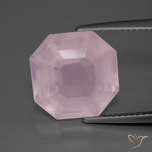 8.20ct Натуральный Средне-розово-розовый Розовый кварц, Изумрудная огранка, Прозрачный