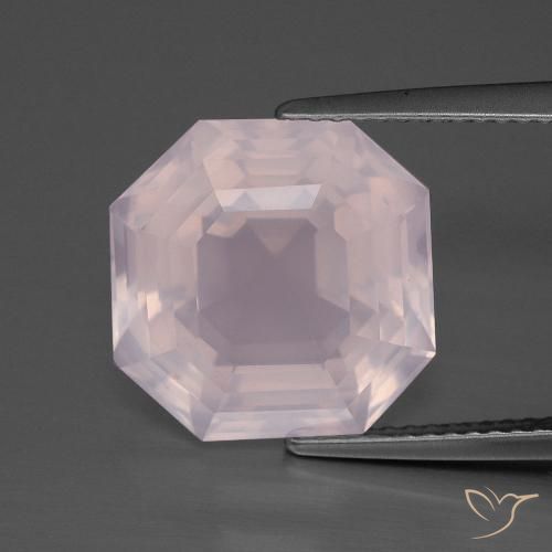 9.02ct Натуральный Светло-розовый разных оттенков Розовый кварц, Изумрудная огранка, Прозрачный