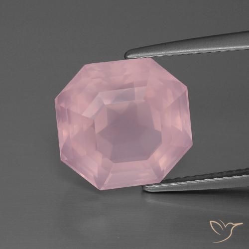 7.55ct Натуральный Оттенки розового Розовый кварц, Изумрудная огранка, Прозрачный