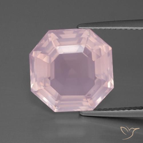 8.43ct Натуральный Светло-розовый Розовый кварц, Изумрудная огранка, Прозрачный