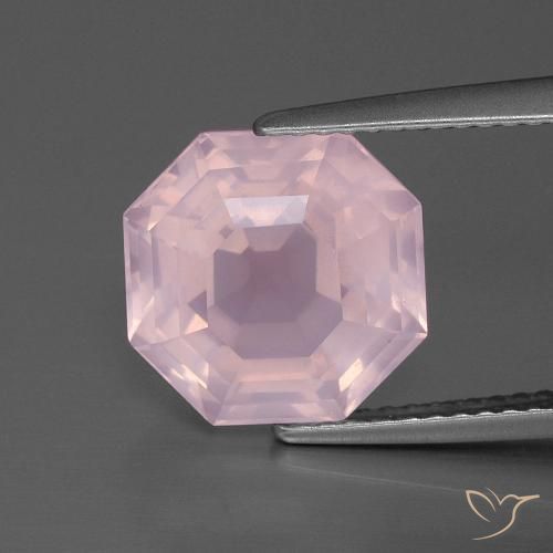 4.88ct Натуральный Светло-розовый разных оттенков Розовый кварц, Изумрудная огранка, Прозрачный