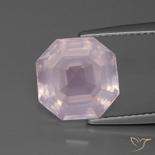 4.69ct Натуральный Светло-розовый Розовый кварц, Изумрудная огранка, Прозрачный