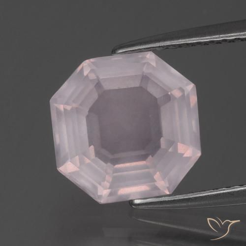 3.45ct Натуральный Очень светлая роза розовая Розовый кварц, Изумрудная огранка, Прозрачный