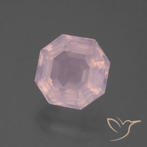 5.94 карата, натуральный Оттенки розового Розовый кварц, Октагон / Изумрудная Огранка, Прозрачный