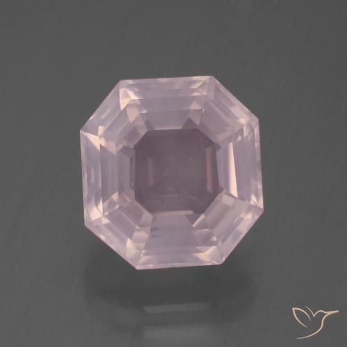 6.77ct Натуральный Светло-розовый Розовый кварц, Изумрудная огранка, Прозрачный