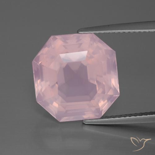 11.61ct Натуральный Средне-розово-розовый Розовый кварц, Изумрудная огранка, Прозрачный