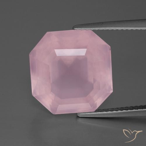 12.51ct Натуральный Средне-розово-розовый Розовый кварц, Изумрудная огранка, Прозрачный