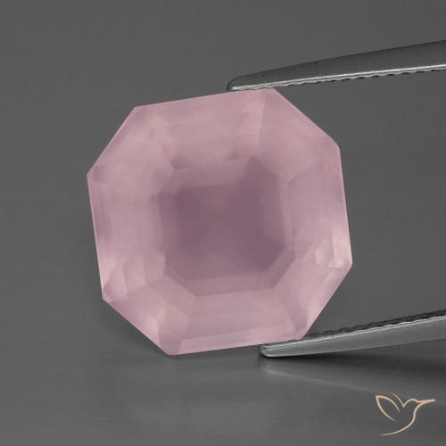 12.82ct Натуральный Средне-розово-розовый Розовый кварц, Изумрудная огранка, Прозрачный