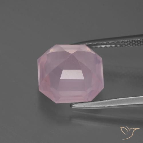 4.99 карата, натуральный Жевательная резинка розовый Розовый кварц, Октагон / Изумрудная Огранка, Прозрачный