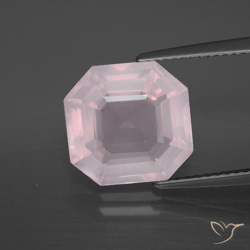 5.36ct Натуральный Очень светлая роза розовая Розовый кварц, Изумрудная огранка, Прозрачный