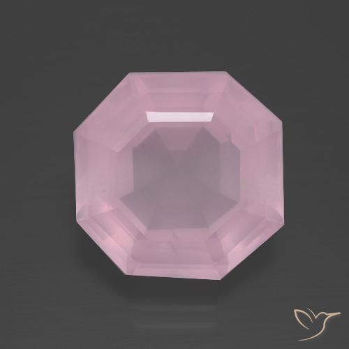 7.57ct Натуральный Светло-розовый Розовый кварц, Изумрудная огранка, Прозрачный