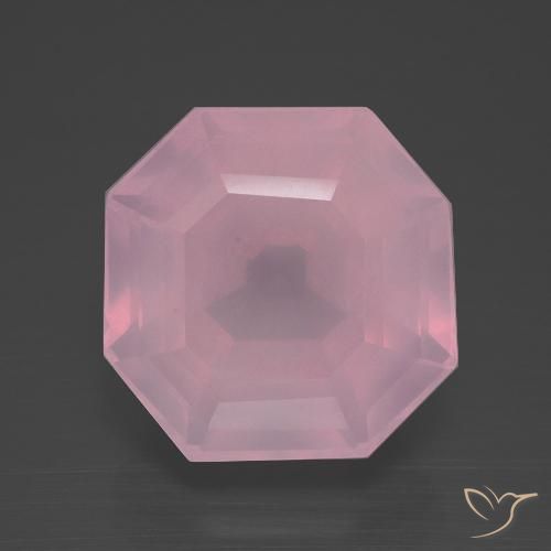 11.28ct Натуральный Средне-розово-розовый Розовый кварц, Изумрудная огранка, Прозрачный
