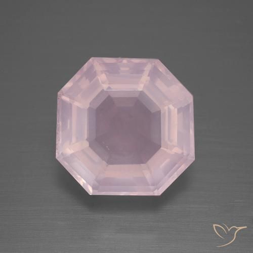 8.93ct Натуральный Светло-розовый Розовый кварц, Изумрудная огранка, Прозрачный