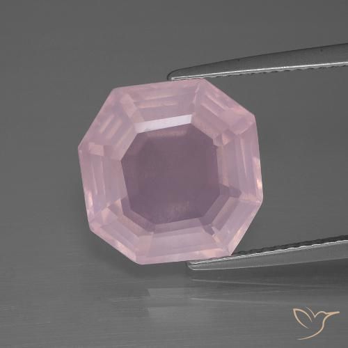 7.71ct Натуральный Светло-розовый Розовый кварц, Изумрудная огранка, Прозрачный