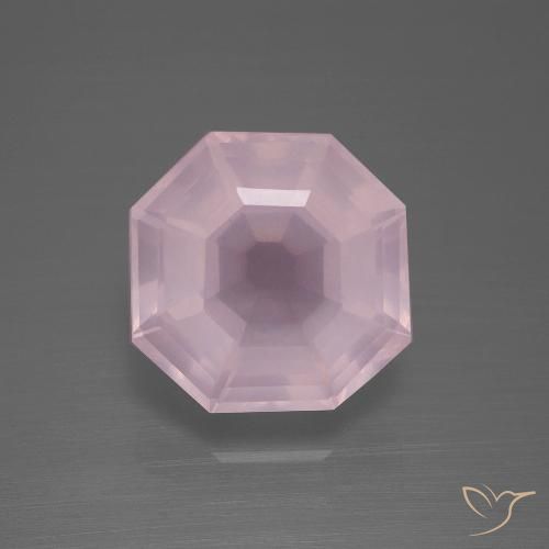 7.53ct Натуральный Светло-розовый Розовый кварц, Изумрудная огранка, Прозрачный