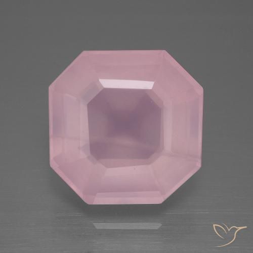 12.72ct Натуральный Средне-розово-розовый Розовый кварц, Изумрудная огранка, Прозрачный