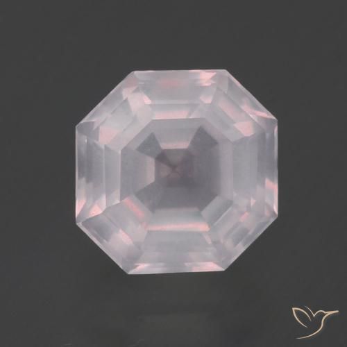 2.86ct Натуральный Светло-розовый Розовый кварц, Изумрудная огранка, Прозрачный