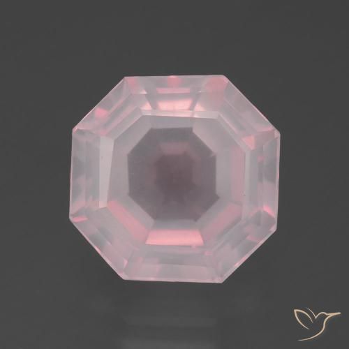 5.96ct Натуральный Оттенки розового Розовый кварц, Изумрудная огранка, Прозрачный