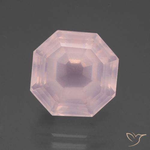 9.82ct Натуральный Светло-розовый разных оттенков Розовый кварц, Изумрудная огранка, Прозрачный