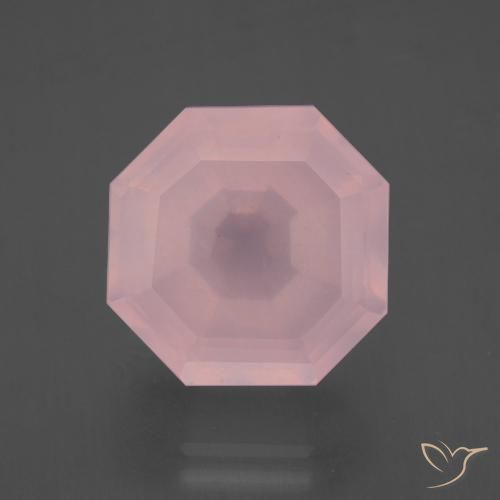 12.55ct Натуральный Средний розовый Розовый кварц, Изумрудная огранка, Прозрачный