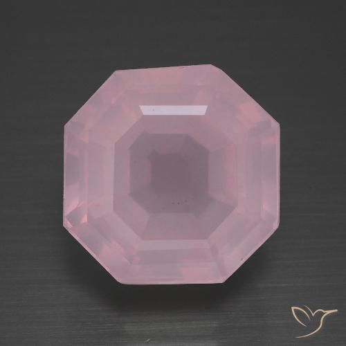 11.40ct Натуральный Оттенки розового Розовый кварц, Изумрудная огранка, Прозрачный
