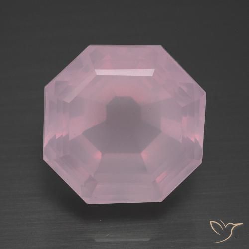 13.08ct Натуральный Светло-вишнево-розовый Розовый кварц, Изумрудная огранка, Прозрачный