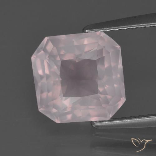 2.79ct Натуральный Светло-розовый разных оттенков Розовый кварц, Изумрудная огранка, Прозрачный