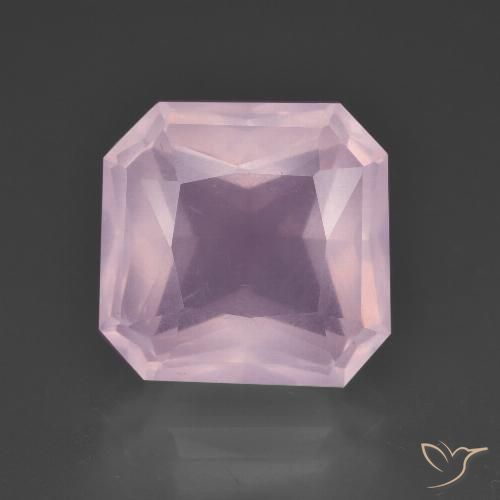7.37ct Натуральный Светло-вишнево-розовый Розовый кварц, Изумрудная огранка, Прозрачный