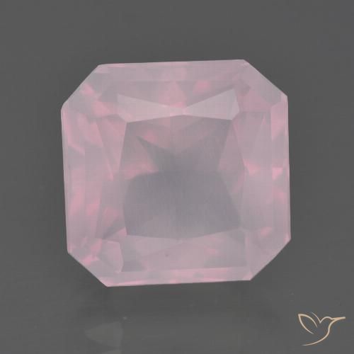 7.29ct Натуральный Средне-розово-розовый Розовый кварц, Изумрудная огранка, Прозрачный