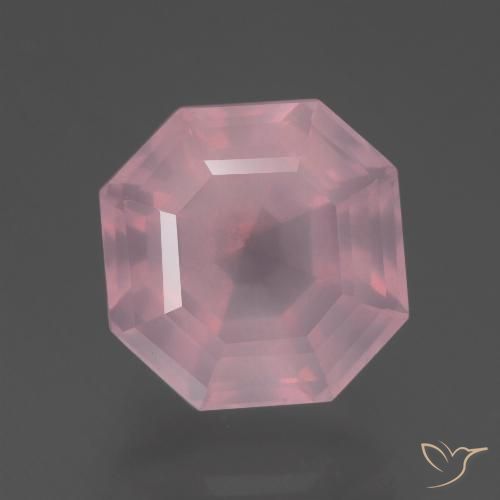 5.57ct Натуральный Средне-розово-розовый Розовый кварц, Изумрудная огранка, Прозрачный