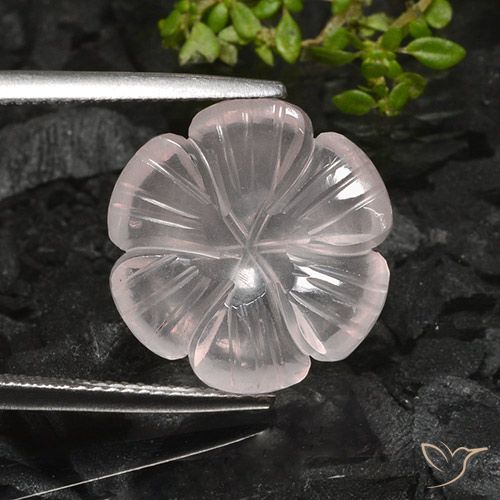 9.58ct Натуральный Белый Розовый кварц, Огранка Цветок, Прозрачный