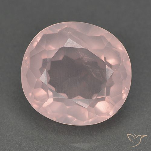11.37ct Натуральный Средний розовый Розовый кварц, Овал, Прозрачный