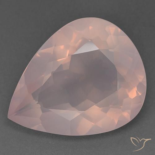 46.14ct Натуральный Светло-кораллово-розовый Розовый кварц, Форма груши, Прозрачный