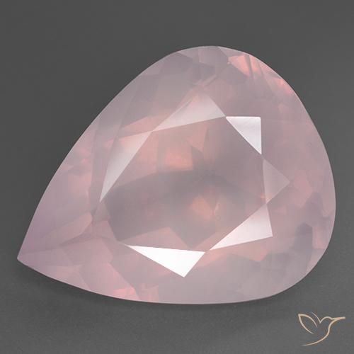 35.81ct Натуральный Светло-розовый разных оттенков Розовый кварц, Форма груши, Прозрачный
