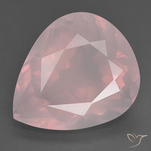 36.50ct Натуральный Кораллово-розовый Розовый кварц, Форма груши, Прозрачный