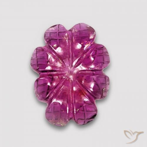 4.63ct Натуральный Темно-красный Рубеллит Турмалин, Огранка Цветок, Полупрозрачный