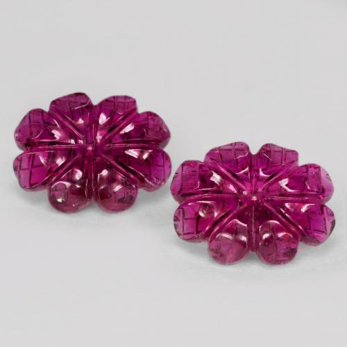 6.38 карата, натуральный Малиново-красный Рубеллит Турмалин, Огранка Цветок, Полупрозрачный