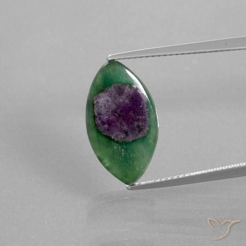 5.03ct Натуральный Многоцветный Рубин в фуксите, Маркиза, Полупрозрачный