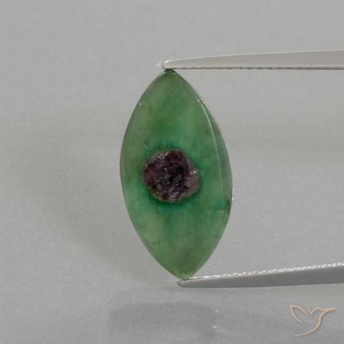 3.90ct Натуральный Многоцветный Рубин в фуксите, Маркиза, Полупрозрачный