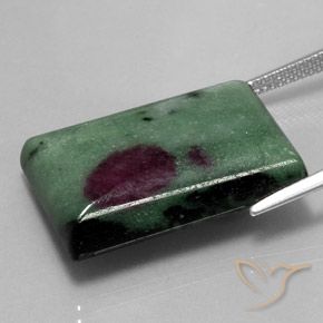 33.94 карата, натуральный Многоцветный Рубин-Цоизит, Огранка Багет, Непрозрачный