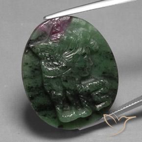 41.05ct Натуральный Многоцветный Рубин-Цоизит, Овал, Непрозрачный